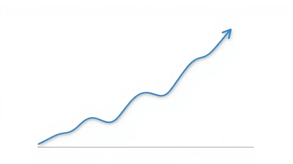 A minimalist graph showing steady upward lines in blue and g