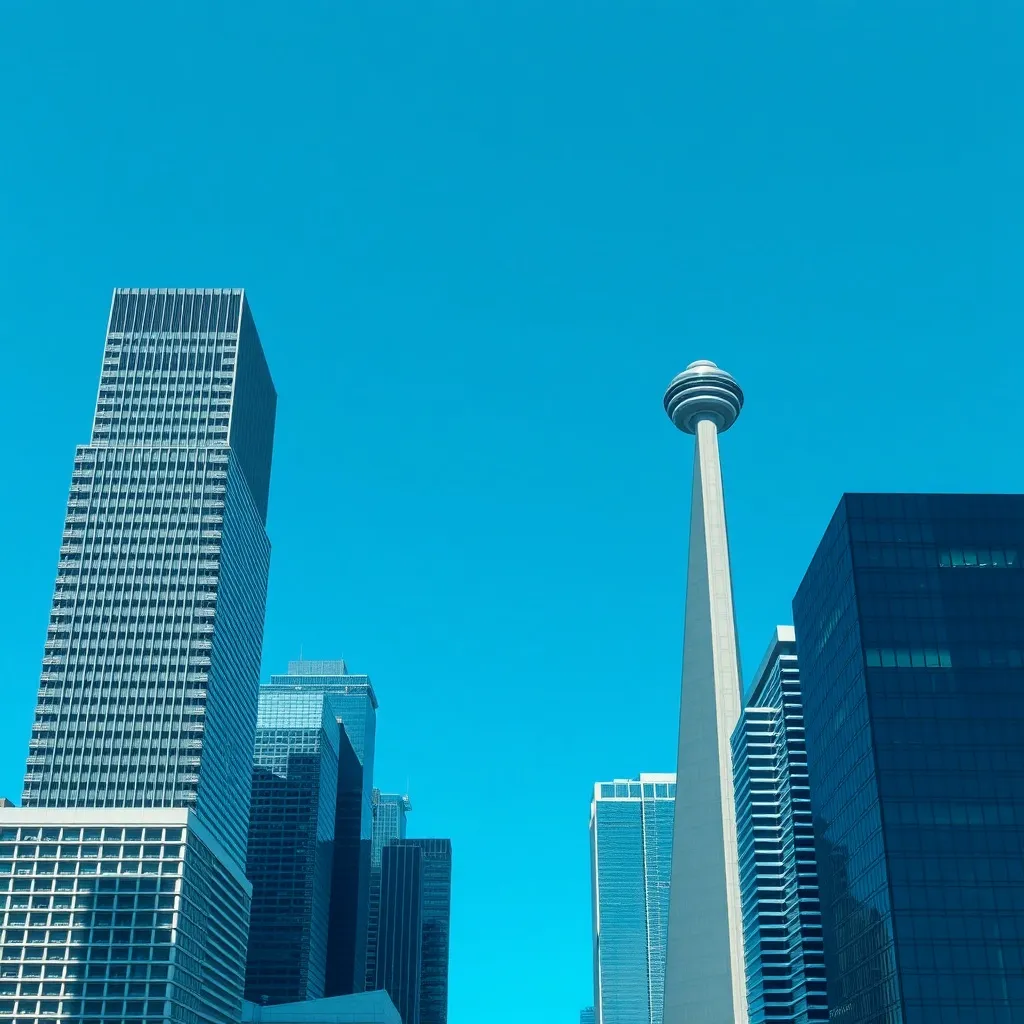 A minimalist architectural shot of the Toronto financial dis