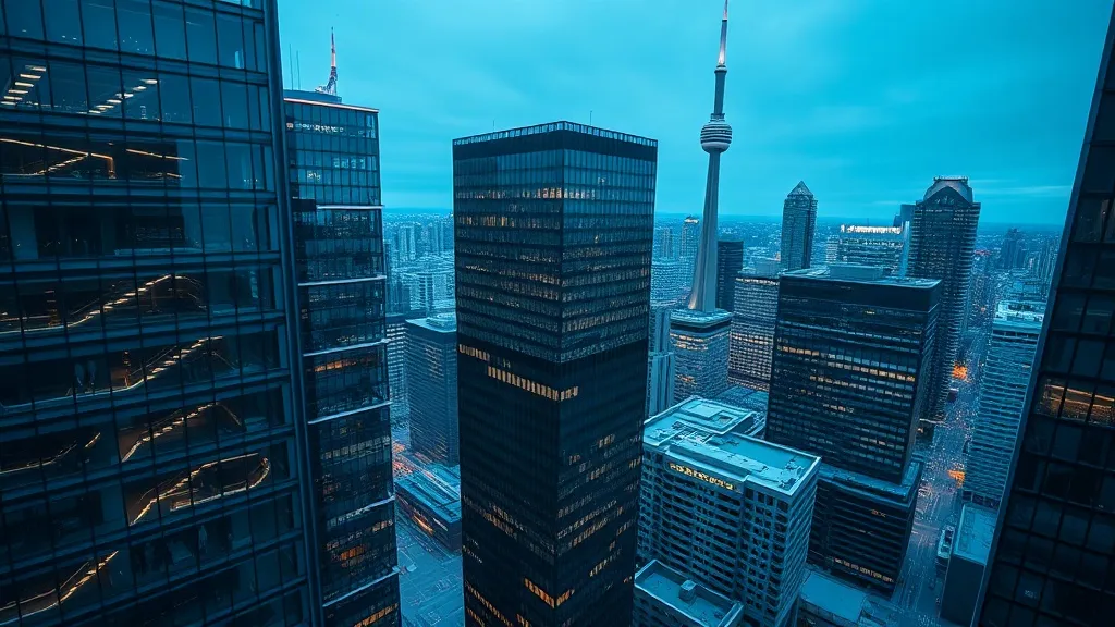 A high-angle architectural shot of a modern glass and steel
