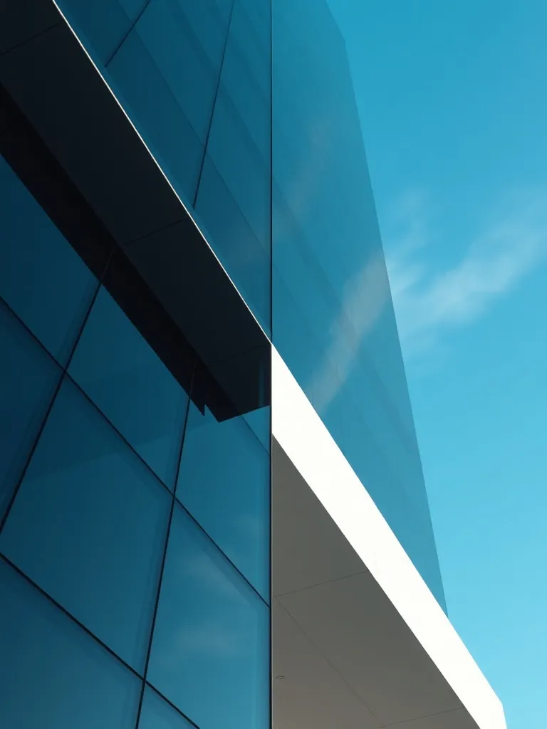 A minimalist architectural shot of a modern glass and steel